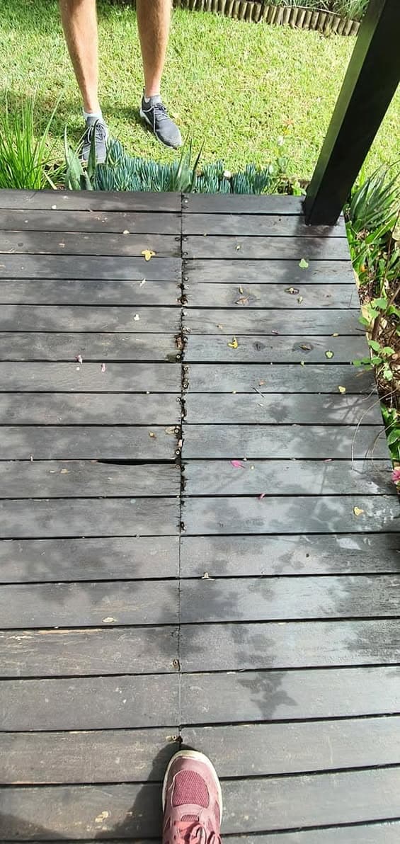 The existing outdoor deck before replacement work began